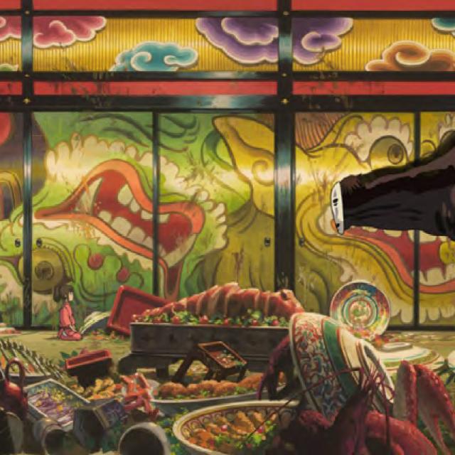 Le Banquet Du Sans Visage (chihiro Presented To No Face), Projet De Tapisserie De 3 X 7,50 M. © 2001 Studio Ghibli Nddtm