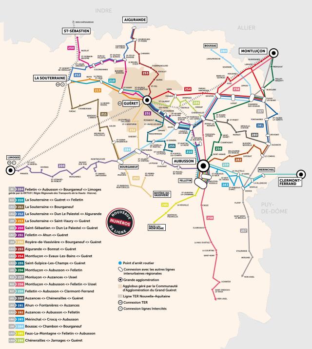 Carte des cars régionaux