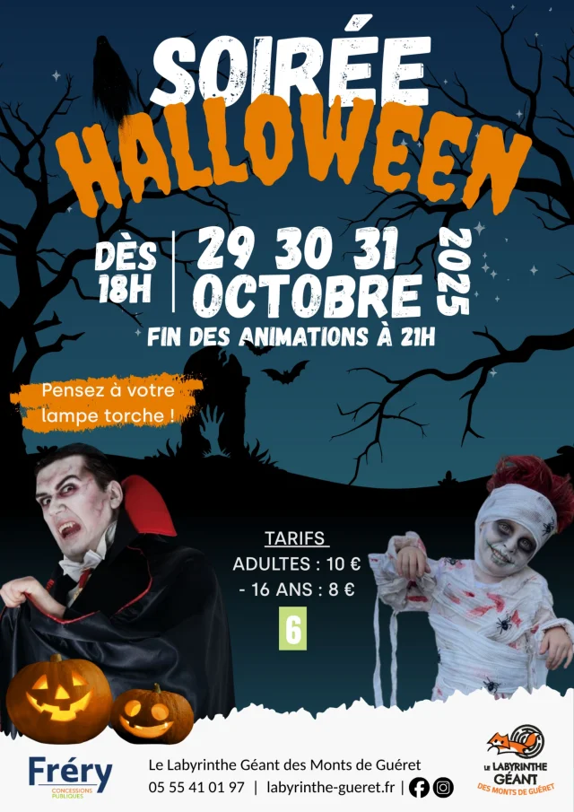 Soirée Halloween au Labyrinthe Géant de Guéret - Affiche
