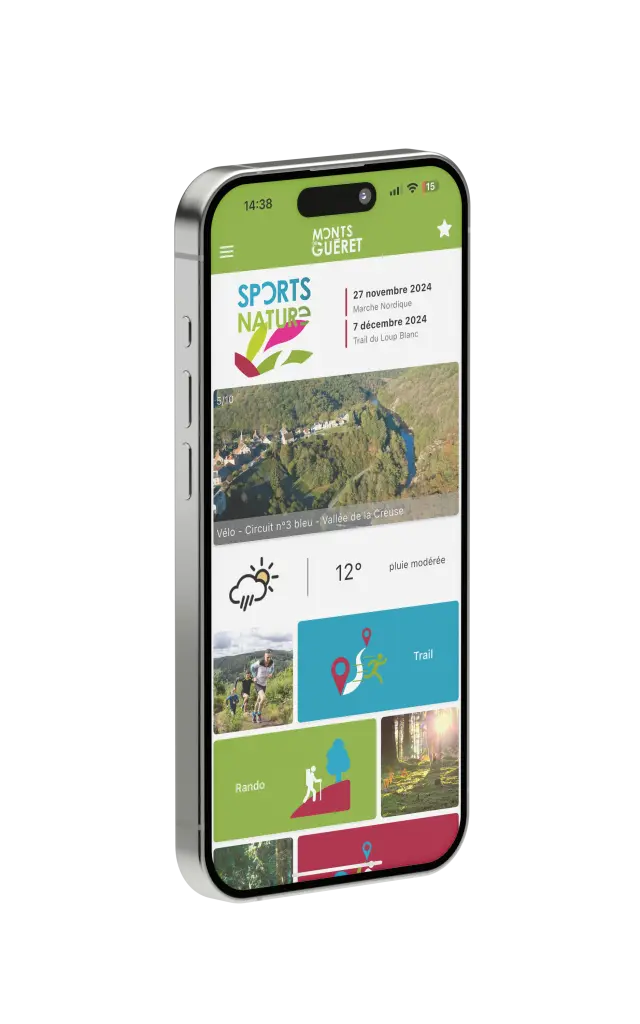 Mockup Application Sports Nature des Monts de Guéret